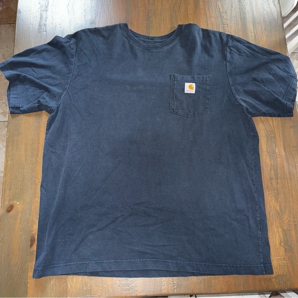 Carhartt Shirt Mens XL Faded Navy Blue Original Fit Crewneck Short Sleeve Pocket